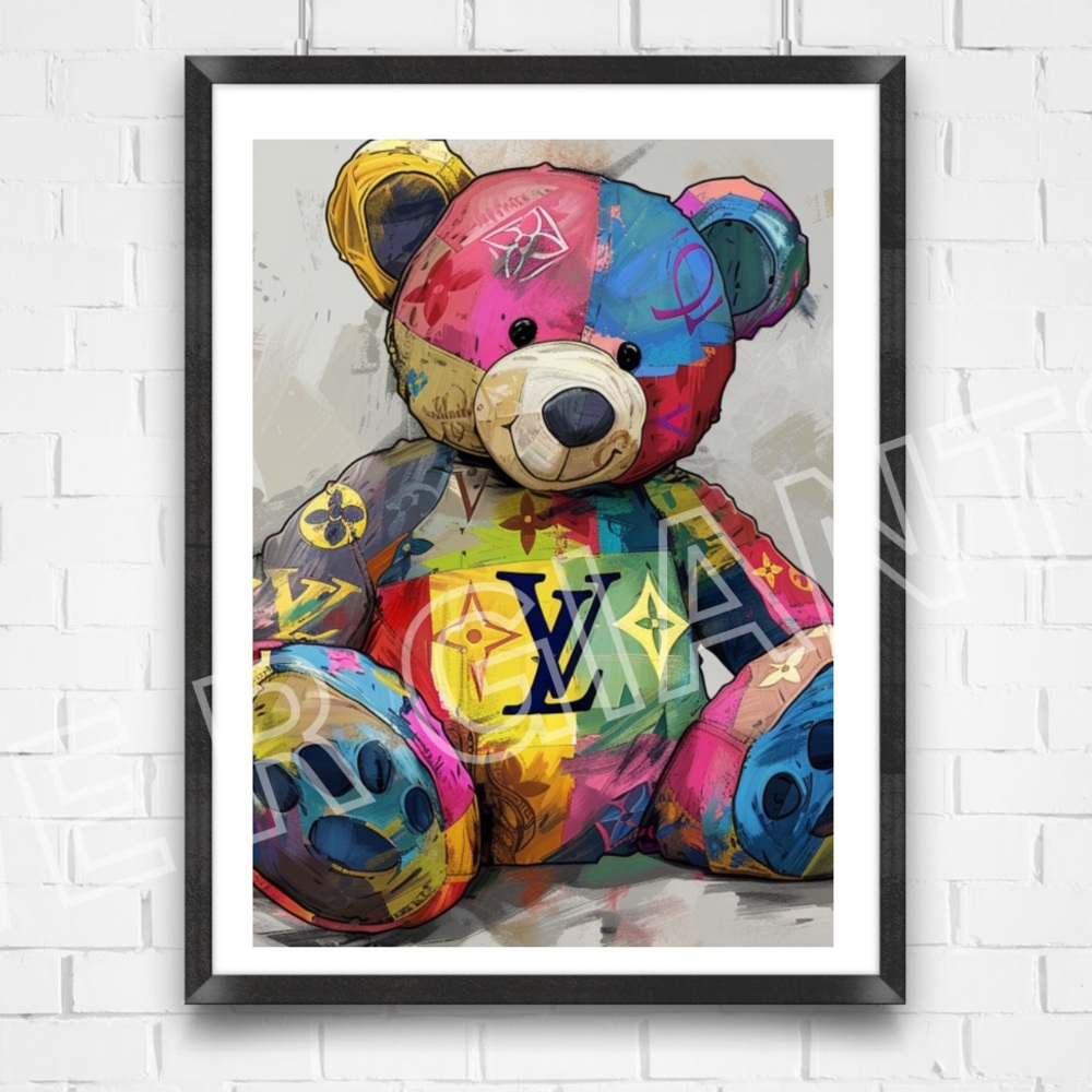 LOUIS VUITTON TEDDY BEAR 11X17 PRINT WALL ART FOR KIDS ROOM BY DENARDAI